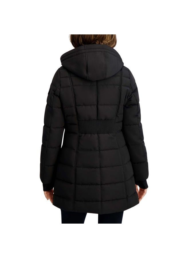 NAUTICA Women's Soft Mist Heavyweight Puffer Jacket– Winter Coat with Detachable Faux Fur Hood, Storm Cuffs, Black, Small - Image 4