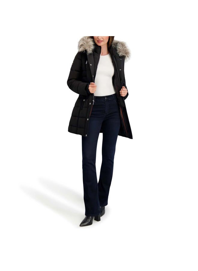 NAUTICA Women's Soft Mist Heavyweight Puffer Jacket– Winter Coat with Detachable Faux Fur Hood, Storm Cuffs, Black, Small - Image 5