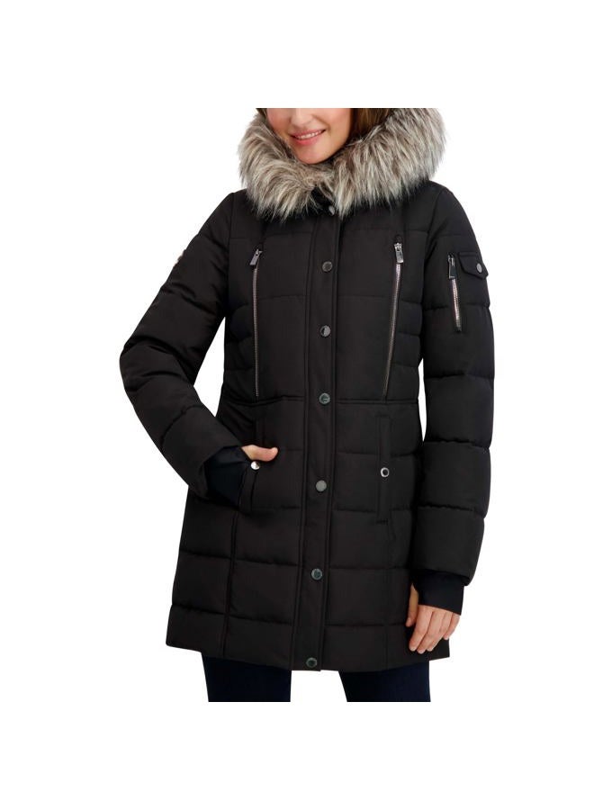 NAUTICA Women's Soft Mist Heavyweight Puffer Jacket– Winter Coat with Detachable Faux Fur Hood, Storm Cuffs, Black, Small - Image 2