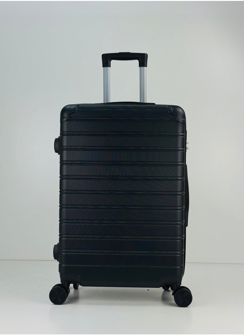 SAW & SEE - Premium Hard Shell Luggage Set  – 3-Piece Durable Strong Suitcase Set, Lightweight ABS Trolley Bags with Smooth Rotating Spinner Wheels, Security Combination Lock, Telescopic Handle, Traveling Bag Suitcases – 20" / 24" / 28" – BLACK - Image 1