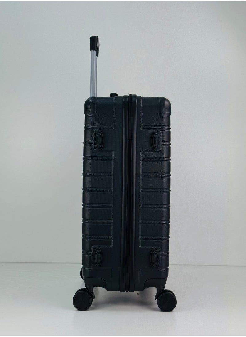 SAW & SEE - Premium Hard Shell Luggage Set  – 3-Piece Durable Strong Suitcase Set, Lightweight ABS Trolley Bags with Smooth Rotating Spinner Wheels, Security Combination Lock, Telescopic Handle, Traveling Bag Suitcases – 20" / 24" / 28" – BLACK - Image 1