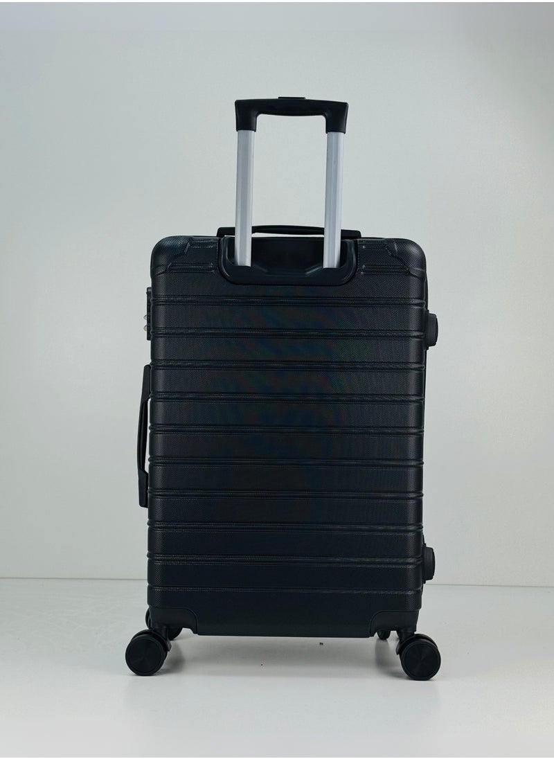 SAW & SEE - Premium Hard Shell Luggage Set  – 3-Piece Durable Strong Suitcase Set, Lightweight ABS Trolley Bags with Smooth Rotating Spinner Wheels, Security Combination Lock, Telescopic Handle, Traveling Bag Suitcases – 20" / 24" / 28" – BLACK - Image 1