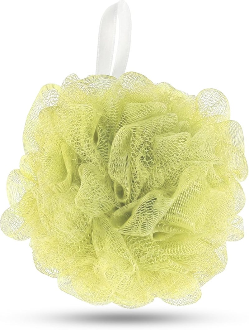 Bath Pouf - Sponge Soft Mesh Shower Puff, For Body Wash & Extra Foam, Gentle Body Scrubber & Exfoliator, For Women & Men, Durable Hanging Loop Design, One Pieces (Yellow)