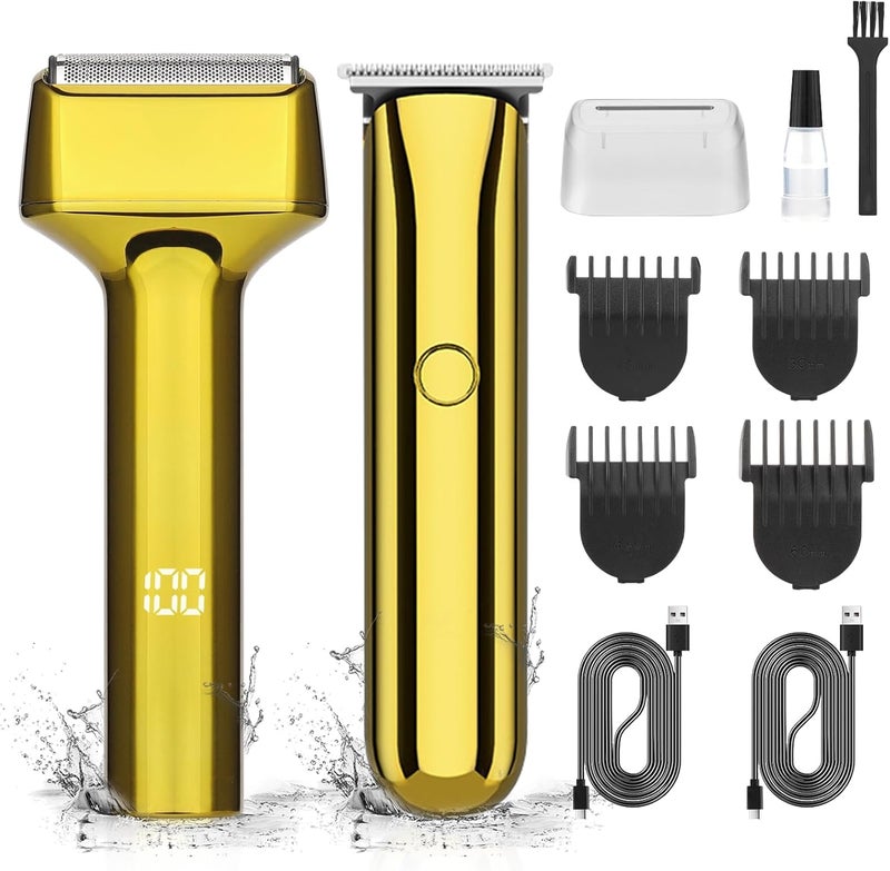 GSKY Hair Clippers for Men Professional Clippers and Trimmers Set Cordless Clippers for Hair Cutting Beard Trimmer Barber Clippers Foil Shavers for Men IPX7 Waterproof