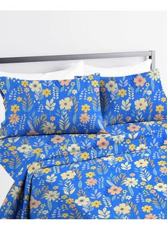 VAS COLLECTIONS VAS COLLECTIONS 220 TC 100 Cotton Kingston Collection Super King Size Bedsheets with 2 King Size Pillow Covers Luxury Soft Sheets 3pcs Set 108x108 inches Blue Multi  - Image 2