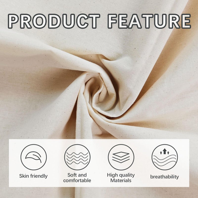 ARKBAODAN 2.5 Yards 100% Cotton Muslin Fabric Natural Unbleached Linen Fabric by The Yard 63 inch x 2.5 Yards Unbleached Muslin Linen Fabric Material for Sewing Material Apparel Cloth - Image 3