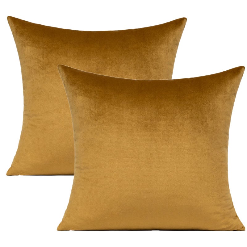 VAKADO 16x16 Christmas Gold Decor Brown Golden Velvet Throw Pillow Covers Xmas Decorative Cushion Cases Home for Couch Patio Sofa Bedroom Car Set of 2