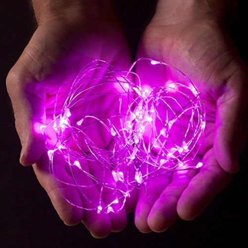 RTGS 30 LEDs Pink Color String Lights Silver Wire Indoor and Outdoor 9.5 Feet Firefly Starry Fairy Lights Battery Powered for DIY, Christmas, Holidays, Party, Bedroom and Centerpieces - Image 4