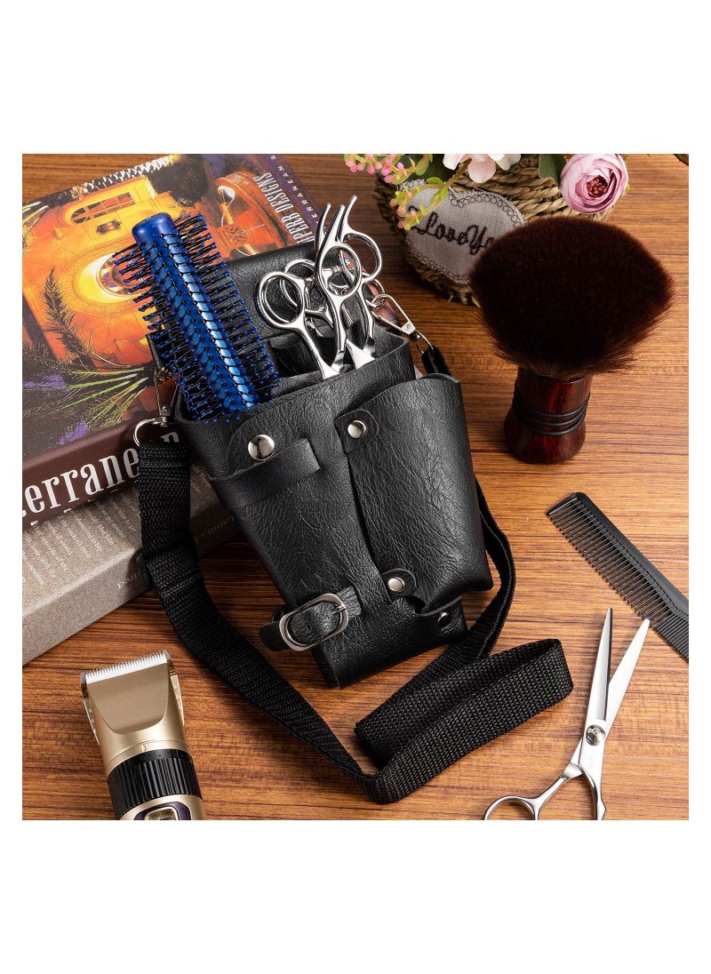 Y&D Scissor Holster, Barber Hip Bag, Multi Pockets Hairdressing Scissors Comb Hair Stylist Tools Leather Pouch Bag with Waist Shoulder Belt, Professional Salon Hairdresser Belt  - Image 2
