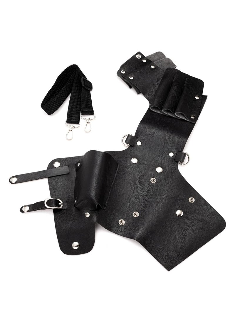 Y&D Scissor Holster, Barber Hip Bag, Multi Pockets Hairdressing Scissors Comb Hair Stylist Tools Leather Pouch Bag with Waist Shoulder Belt, Professional Salon Hairdresser Belt  - Image 5