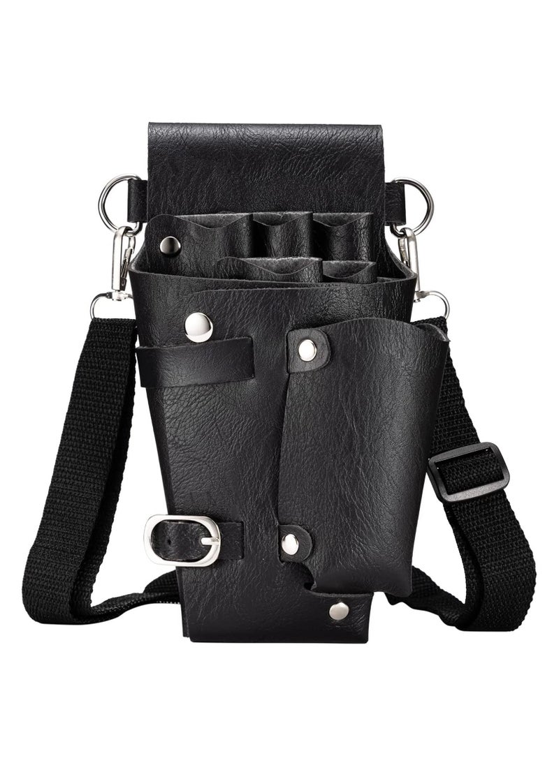Y&D Scissor Holster, Barber Hip Bag, Multi Pockets Hairdressing Scissors Comb Hair Stylist Tools Leather Pouch Bag with Waist Shoulder Belt, Professional Salon Hairdresser Belt  - Image 1