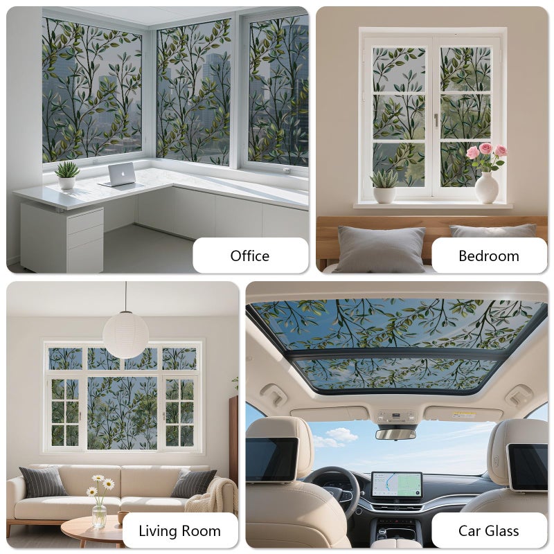 NINETREX One Way Window Privacy Film, Daytime Privacy Static Cling Sun Blocking Anti UV Reflective Window Tint for Home and Office 17.5 x 78.7 inches, Black Silver Leaf - Image 2