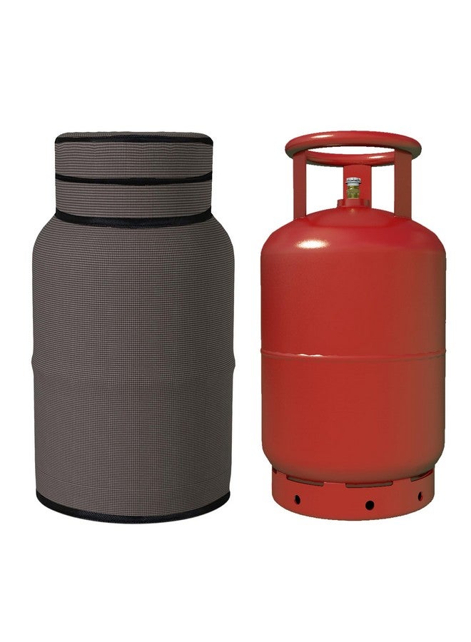 Kuber Industries Kuber Industries Pack of 2 Cylinder Cover | Gas Cylinder Cover | Cylinder Tank Cover | Cylinder Cover for Kitchen | PVC LPG Cylinder Cover | Foldable Cylinder Cover | Mini Check | Brown  - Image 2