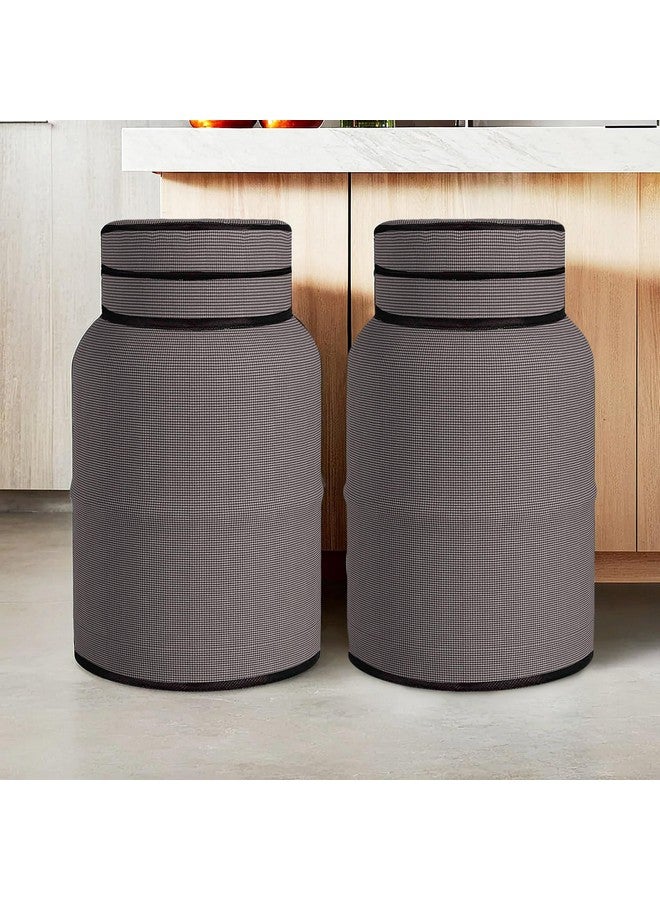 Kuber Industries Kuber Industries Pack of 2 Cylinder Cover | Gas Cylinder Cover | Cylinder Tank Cover | Cylinder Cover for Kitchen | PVC LPG Cylinder Cover | Foldable Cylinder Cover | Mini Check | Brown  - Image 1
