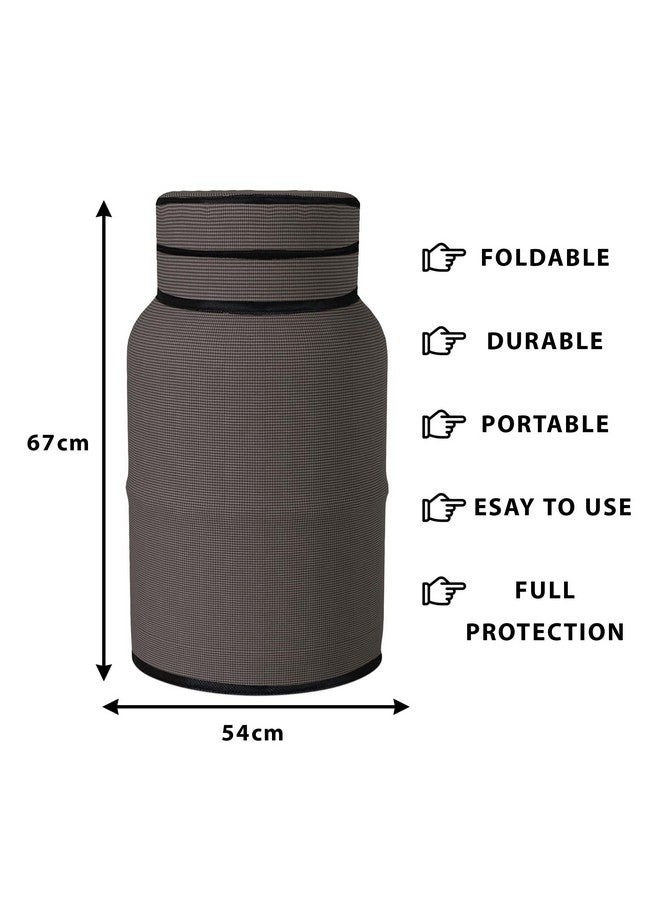 Kuber Industries Kuber Industries Pack of 2 Cylinder Cover | Gas Cylinder Cover | Cylinder Tank Cover | Cylinder Cover for Kitchen | PVC LPG Cylinder Cover | Foldable Cylinder Cover | Mini Check | Brown  - Image 3