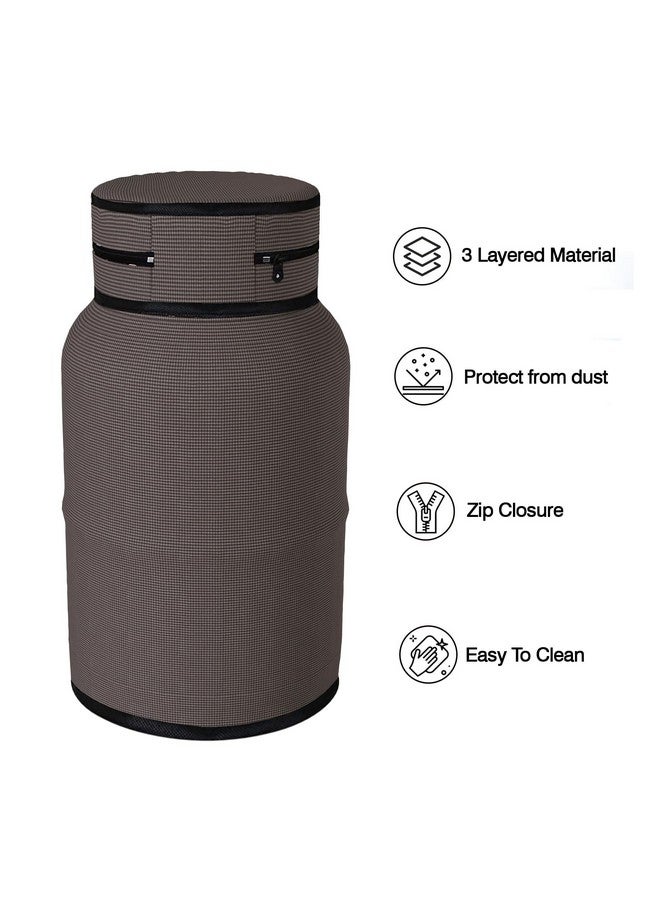 Kuber Industries Kuber Industries Pack of 2 Cylinder Cover | Gas Cylinder Cover | Cylinder Tank Cover | Cylinder Cover for Kitchen | PVC LPG Cylinder Cover | Foldable Cylinder Cover | Mini Check | Brown  - Image 5