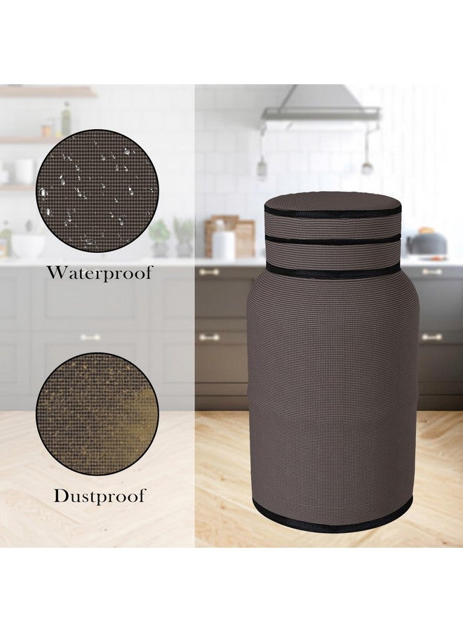 Kuber Industries Kuber Industries Pack of 2 Cylinder Cover | Gas Cylinder Cover | Cylinder Tank Cover | Cylinder Cover for Kitchen | PVC LPG Cylinder Cover | Foldable Cylinder Cover | Mini Check | Brown  - Image 4