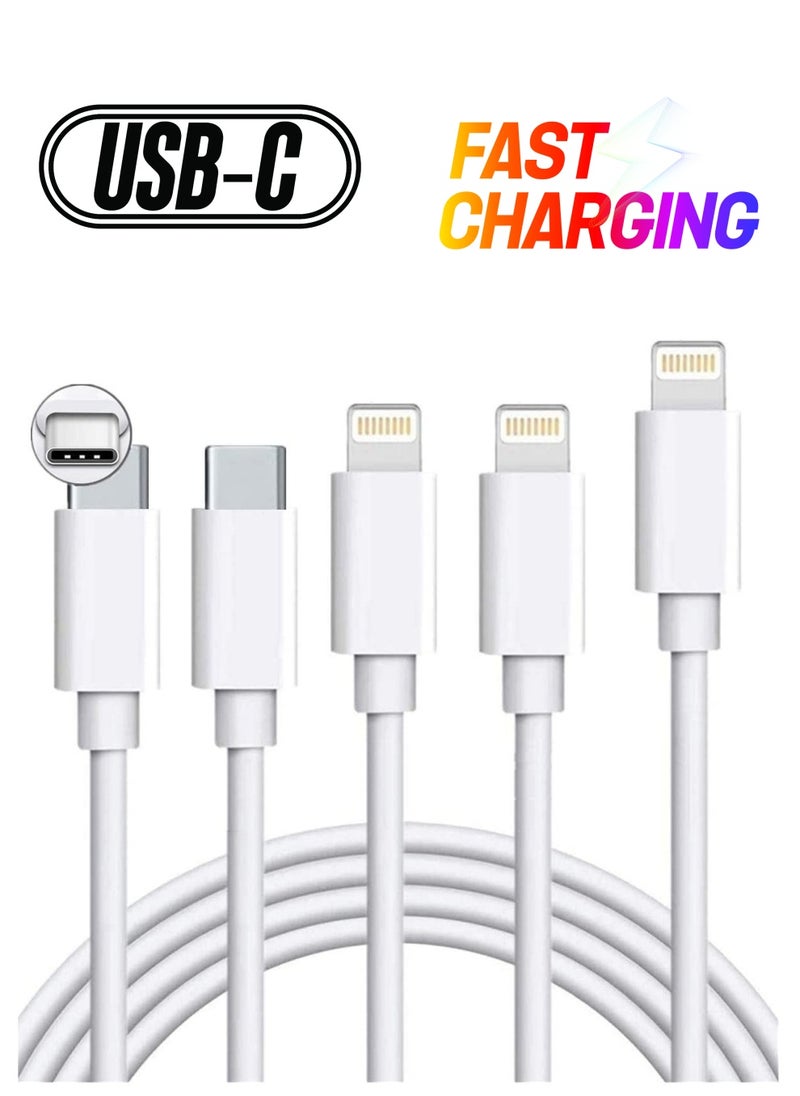 ELTRAZONE MFi Certified USB C to iPhone 12 Lightning Cable Charger,5Pack 3FT/6Foot/10Feet Type C Lightning Cord Support Fast Power Delivery Wire Compatible iPhone 14 Pro Max/13/11/XS/X/8,iPad,iPod White  - Image 1