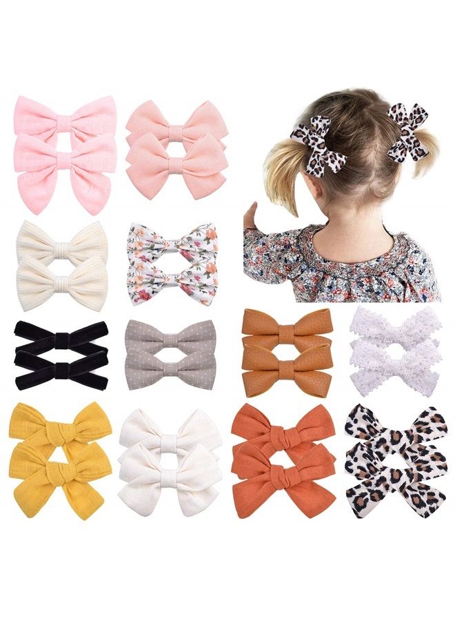 24pcs Baby Girl Hair Bows Clips Fully Lined Barrettes Alligator Clip Hair Accessories for Little Girls Toddler Kids Teens in Pairs One Size