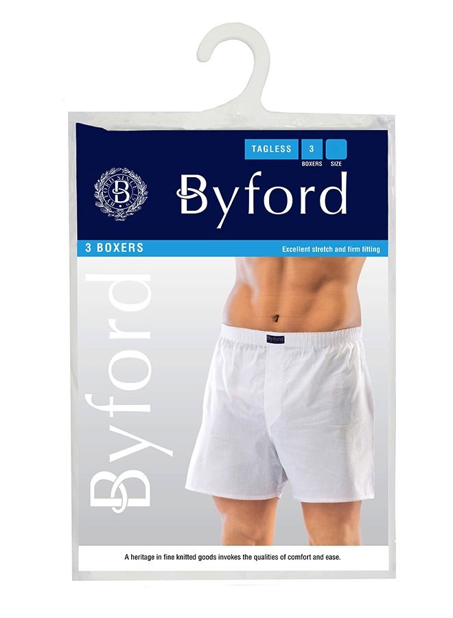 Byford بوكسر رجالي منسوج أبيض عادي 3 قطع  - Image 1
