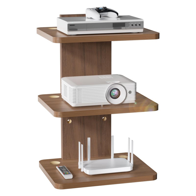 WALI Floating TV Shelf, 3 Tier Projector Shelf for DVD Players, Routers, Game Consoles, Cable Boxes, Living Room Decor Accessories, Wall Mount Shelves Holds Up to 22lbs (CS303N), 3-Shelf, Walnut Brown - Image 1
