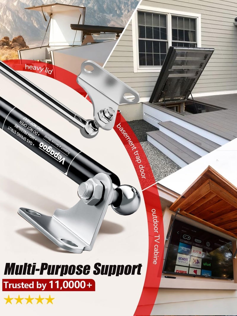 Vepagoo Gas Struts 20 Inch 55Lb/245N Shock for Heavy Lid - RV Bed Lift Support Kit (2pcs) - Image 4