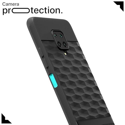 Pikkme Back Cover for Redmi Note 10 Lite/Note 9 Pro/Pro Max/Poco M2 Pro Camera Protection 3D Hexa Cube Design Silicone Protective Bumper Case (Black) - Image 5