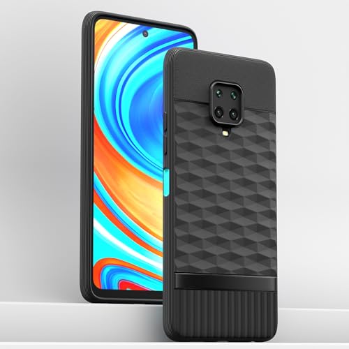 Pikkme Back Cover for Redmi Note 10 Lite/Note 9 Pro/Pro Max/Poco M2 Pro Camera Protection 3D Hexa Cube Design Silicone Protective Bumper Case (Black) - Image 2