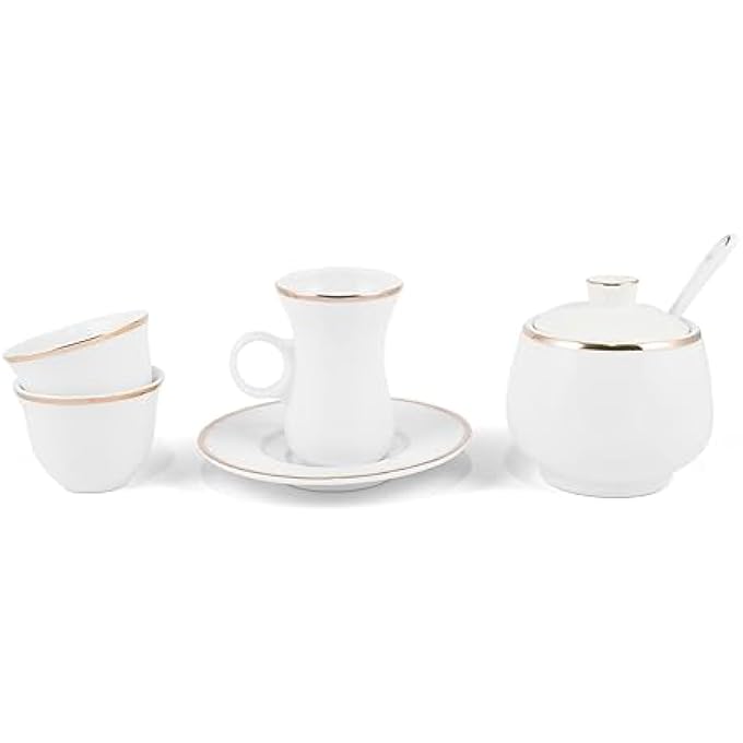 rayihni Golden Rim Porcelain Tea And Coffee Serving Set 27Pieces Ivory - Image 1