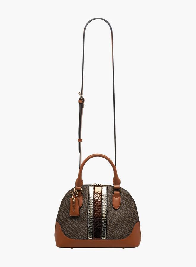 Celeste Monogram Print Tote Bag with Double Handle and Zip Closure - Image 3