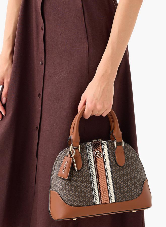 Celeste Monogram Print Tote Bag with Double Handle and Zip Closure - Image 2