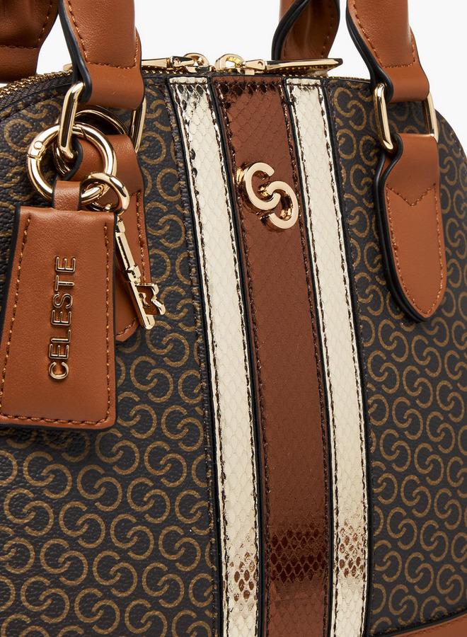 Celeste Monogram Print Tote Bag with Double Handle and Zip Closure - Image 5