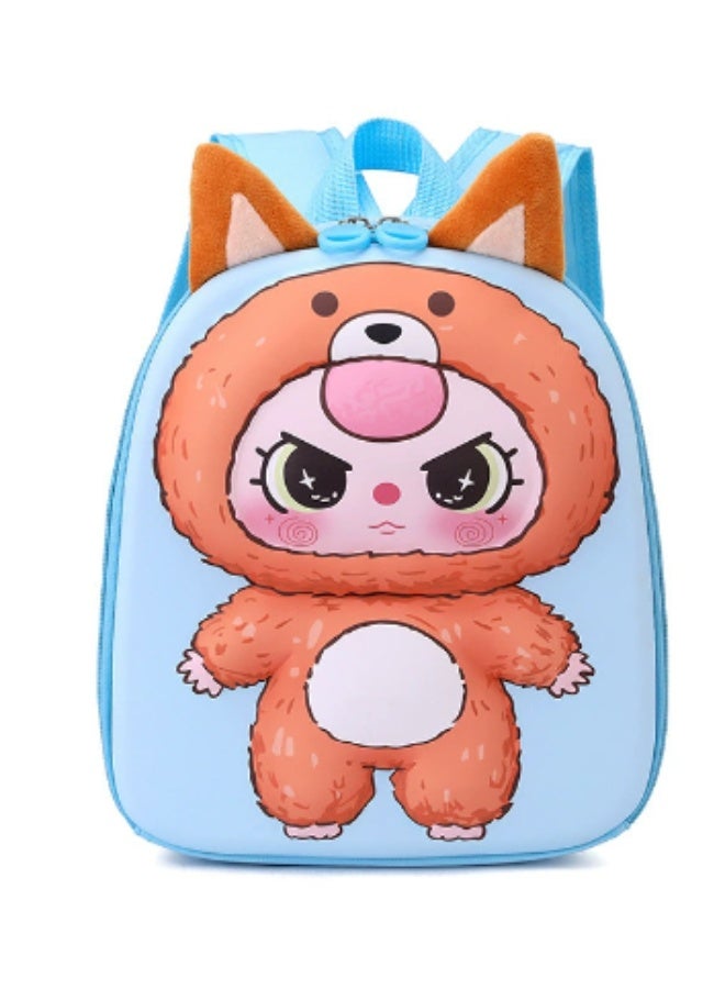 New style cute children's backpack with adorable plush toy. Large-ear cartoon backpack for kindergarten (New style cute children's backpack with adorable plush toy. Large-ear cartoon backpack for kindergarten (Blue-brown)) - Image 1
