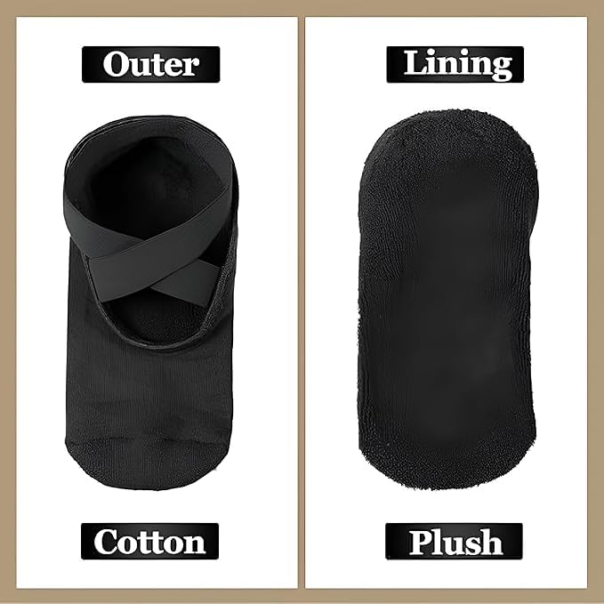 Fennec Mart Yoga Socks for Women with Non-Slip Grips & Straps Ideal for Pilates, Barre, Ballet, Dance & Barefoot Workouts (Black) (IN, Alpha, Free Size, 2, Black) - Image 4