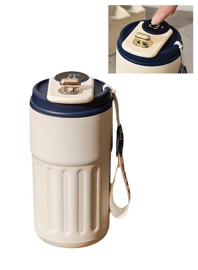 هومستر 450ml Reusable Insulated Coffee Mug with Temperature Display, 316 Stainless Steel Coffee Cup with Flip Lid, Leakproof Tumbler Thermal Mug for Hot or Iced Coffee or Tea - Image 1