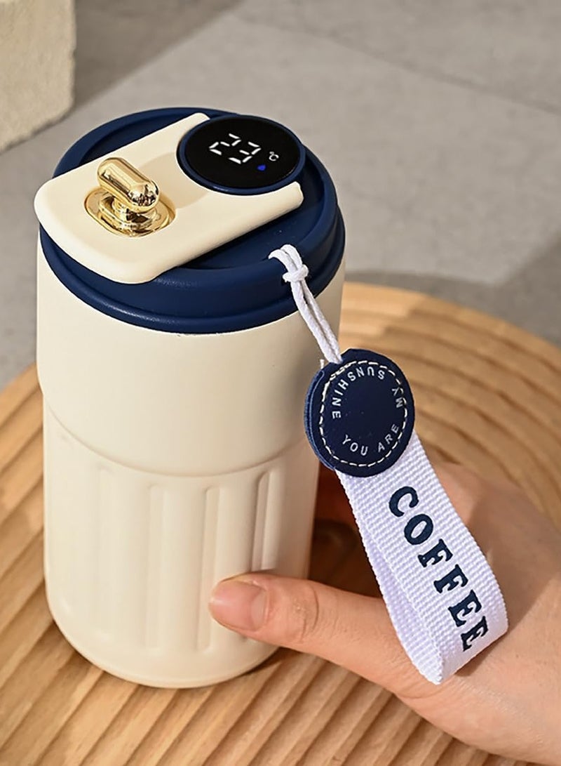 هومستر 450ml Reusable Insulated Coffee Mug with Temperature Display, 316 Stainless Steel Coffee Cup with Flip Lid, Leakproof Tumbler Thermal Mug for Hot or Iced Coffee or Tea - Image 3