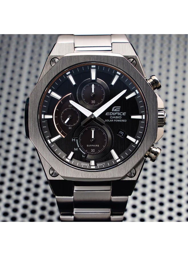 Casio Edifice EFS-S570DC-1AUDF Men’s Slim Solar Black IP Stainless Steel Watch with Black Dial & Sapphire Crystal – 100m Water Resistant - Image 3