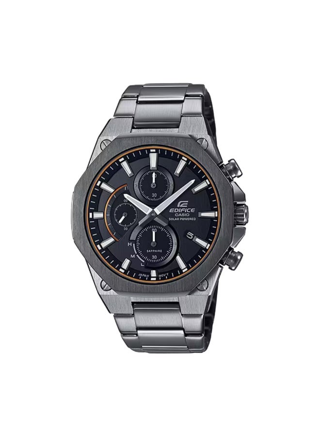 Casio Edifice EFS-S570DC-1AUDF Men’s Slim Solar Black IP Stainless Steel Watch with Black Dial & Sapphire Crystal – 100m Water Resistant - Image 1