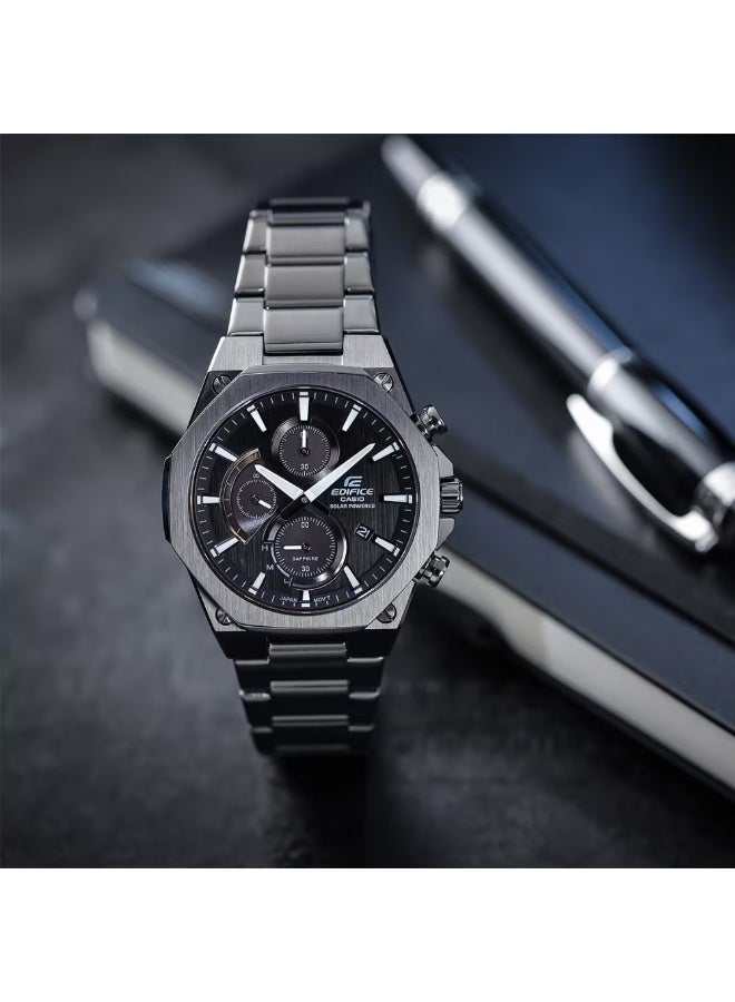 Casio Edifice EFS-S570DC-1AUDF Men’s Slim Solar Black IP Stainless Steel Watch with Black Dial & Sapphire Crystal – 100m Water Resistant - Image 4