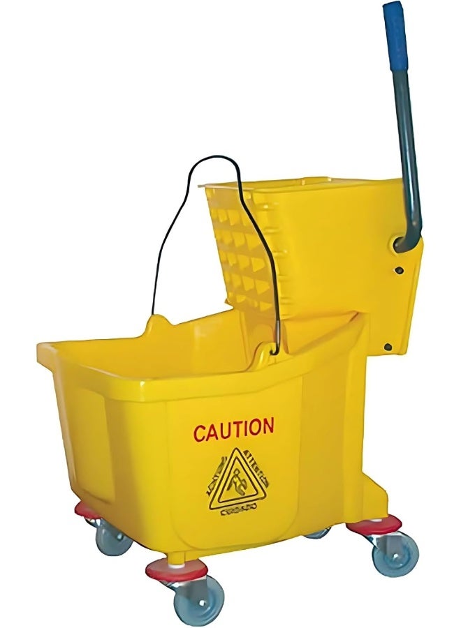 AKC دلو ممسحة مصفاة ميني - 32 لتر دلو ممسحة تجاري ثقيل الوزن مع عجلات، أصفر، سهل الاستخدام ومتين لتنظيف الأرضيات الاحترافي - Image 2