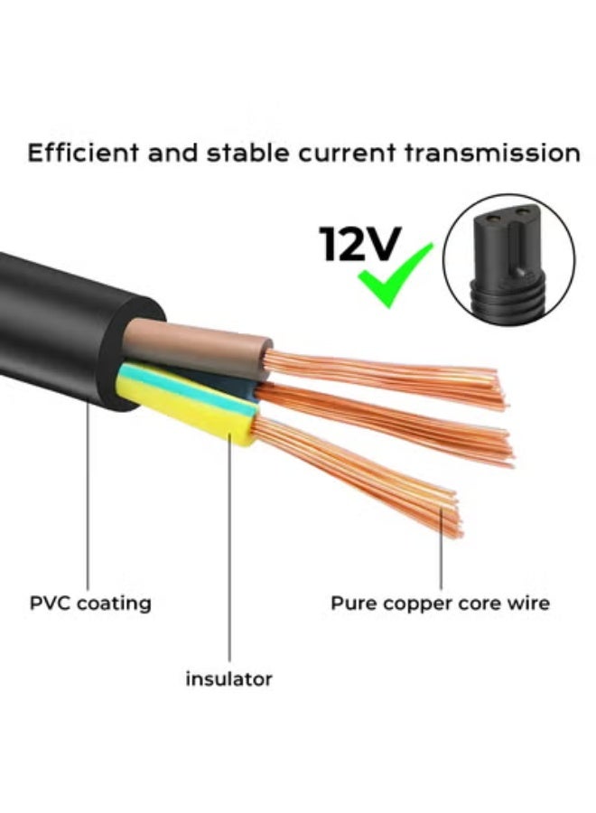 VIUAUAX كابل شاحن ماكينة حلاقة 12 فولت لسلسلة Braun 1 و 3 و 5 و 7 و 9 ماكينة حلاقة اللحية شواحن 3 سنون كابل طاقة 5544 و 5409 و 7220 و 5377 ماكينة إزالة الشعر Silk-Epil 9 و 7 و 5 ماكينة حلاقة (ضوء/فرشاة) - Image 2