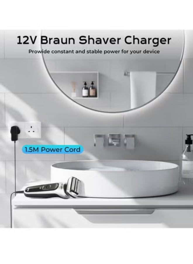 VIUAUAX كابل شاحن ماكينة حلاقة 12 فولت لسلسلة Braun 1 و 3 و 5 و 7 و 9 ماكينة حلاقة اللحية شواحن 3 سنون كابل طاقة 5544 و 5409 و 7220 و 5377 ماكينة إزالة الشعر Silk-Epil 9 و 7 و 5 ماكينة حلاقة (ضوء/فرشاة) - Image 4