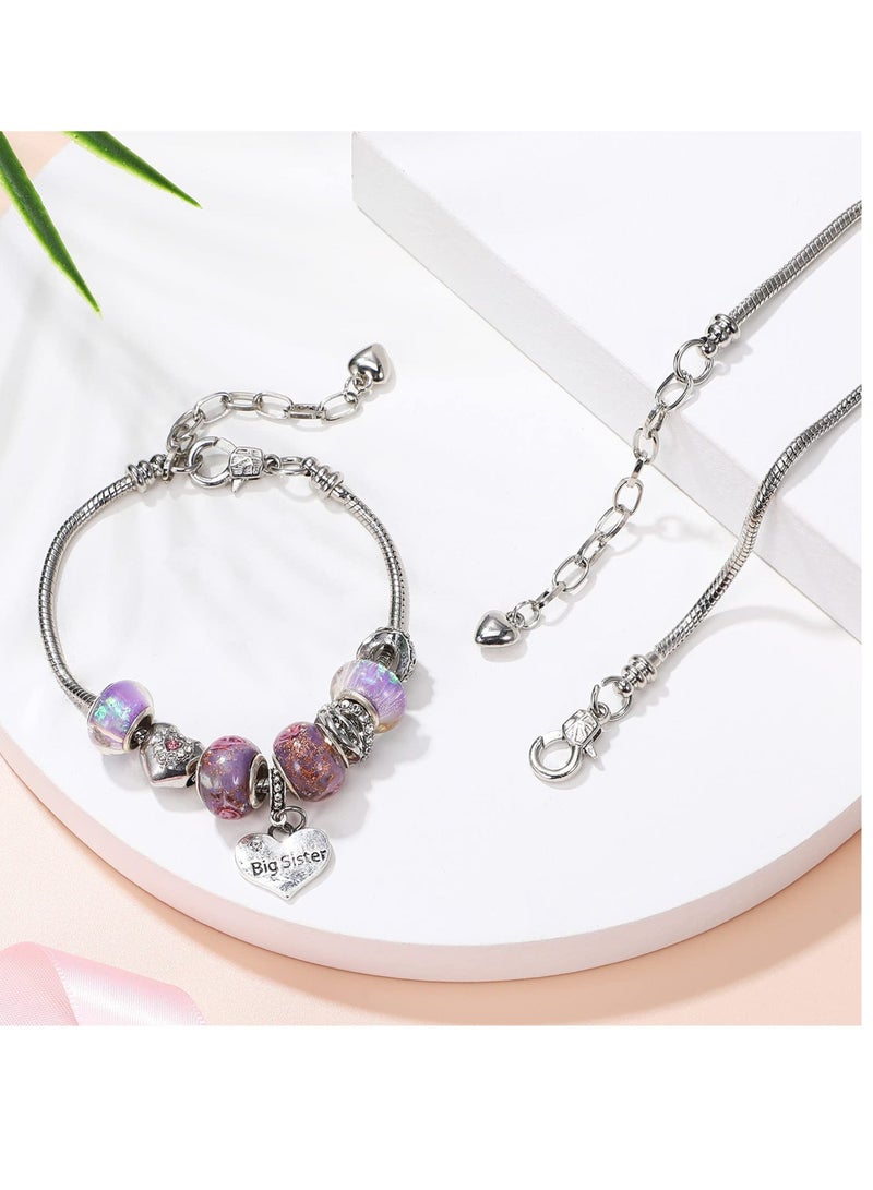 Excefore Adjustable Charm Bracelet, 27 Pieces Chain Charm Bracelet Jewelry Making Bracelet Chain with Heart Shape Lobster Clasp Adjustable Charm Chain Bracelet for Women DIY Jewelry Crafts Supplies (Silver) - Image 2