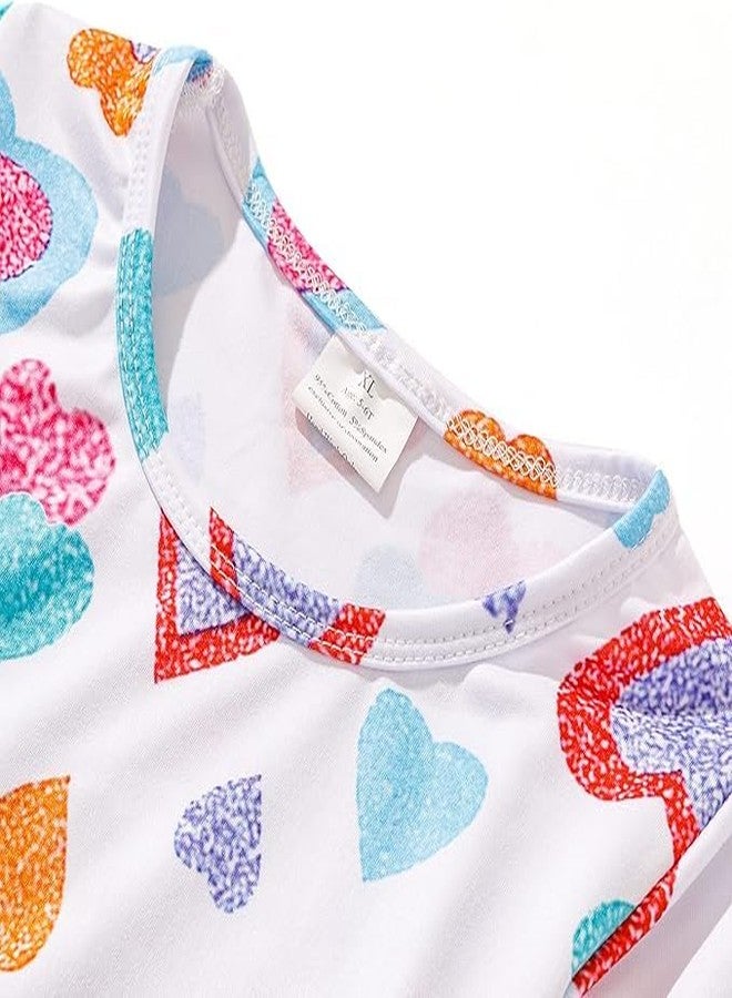 DACSOIT Valentines Toddler Girl Dress Love Hearts Print Ruffle Long Sleeve Casual Dress 3-8Y, Starry Sky Love, 6-7 Years - Image 4