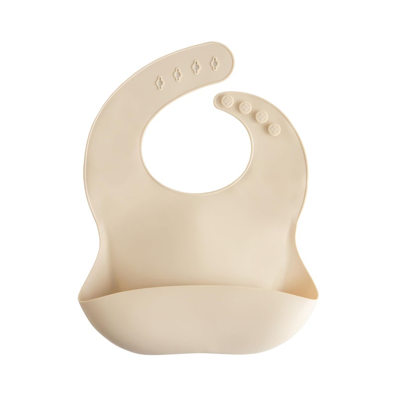 mushie Silicone Baby Bib | Adjustable Fit Waterproof Bibs (Shifting Sand) - Image 1