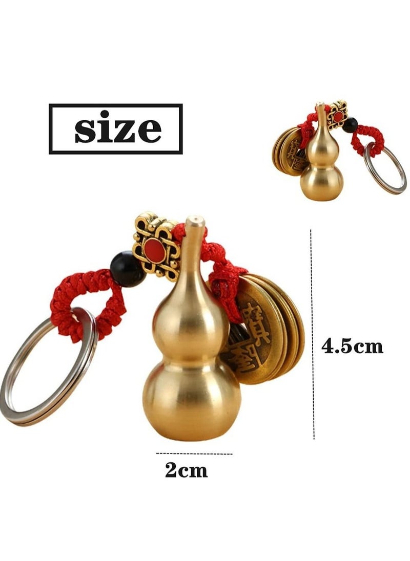 Captaintech - 3 Pieces Chinese Knot Lucky Coins Feng Shui Gourd Keychains of Luck and Treasure Home Garden Decor Health Prosperity - Image 1