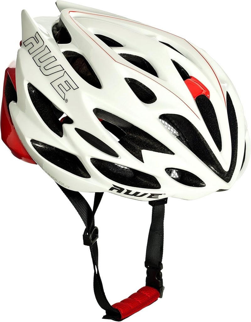 AWE AWESpeed™ In Mould Adult Men's Road Racing Cycling Helmet 55-58cm White/Red - Image 1
