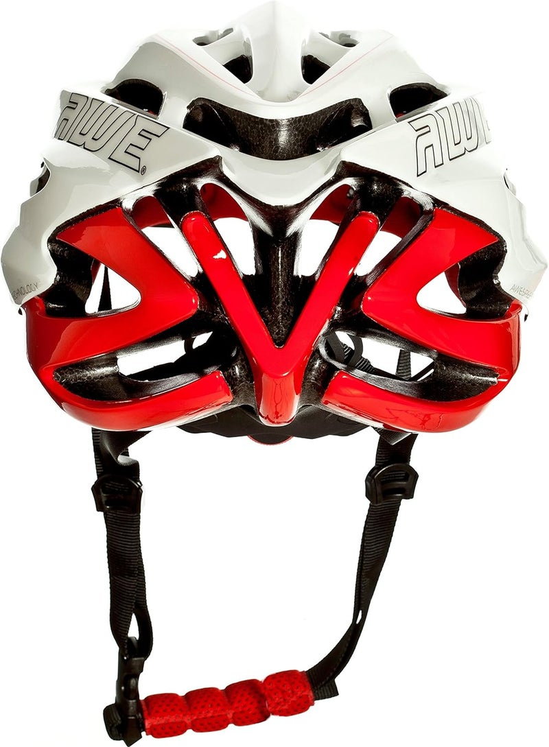 AWE AWESpeed™ In Mould Adult Men's Road Racing Cycling Helmet 55-58cm White/Red - Image 4