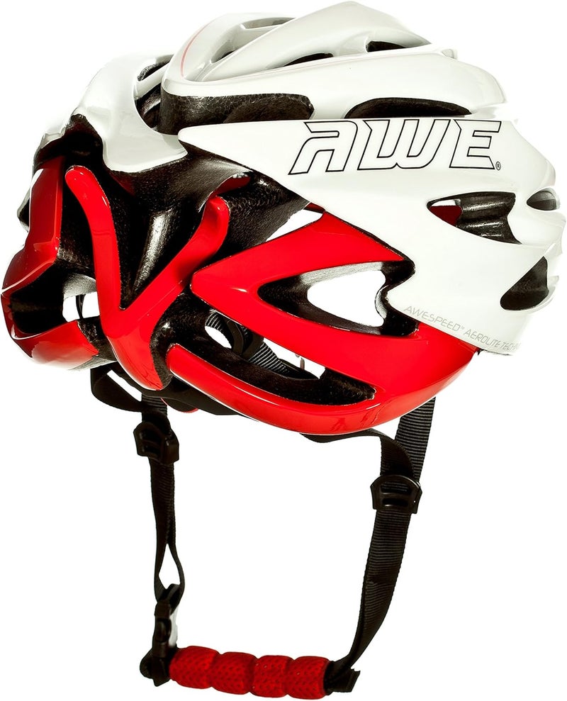 AWE AWESpeed™ In Mould Adult Men's Road Racing Cycling Helmet 55-58cm White/Red - Image 3