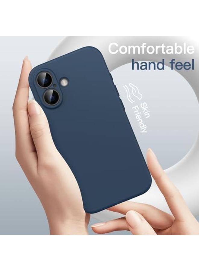 جي تيك جراب سيليكون مغناطيسي لهاتف آيفون 16 مقاس 6.1 بوصة متوافق مع ماج سيف، جراب هاتف ناعم حريري ممتص للصدمات مع عدسة كاميرا حماية كاملة أزرق داكن - Image 4